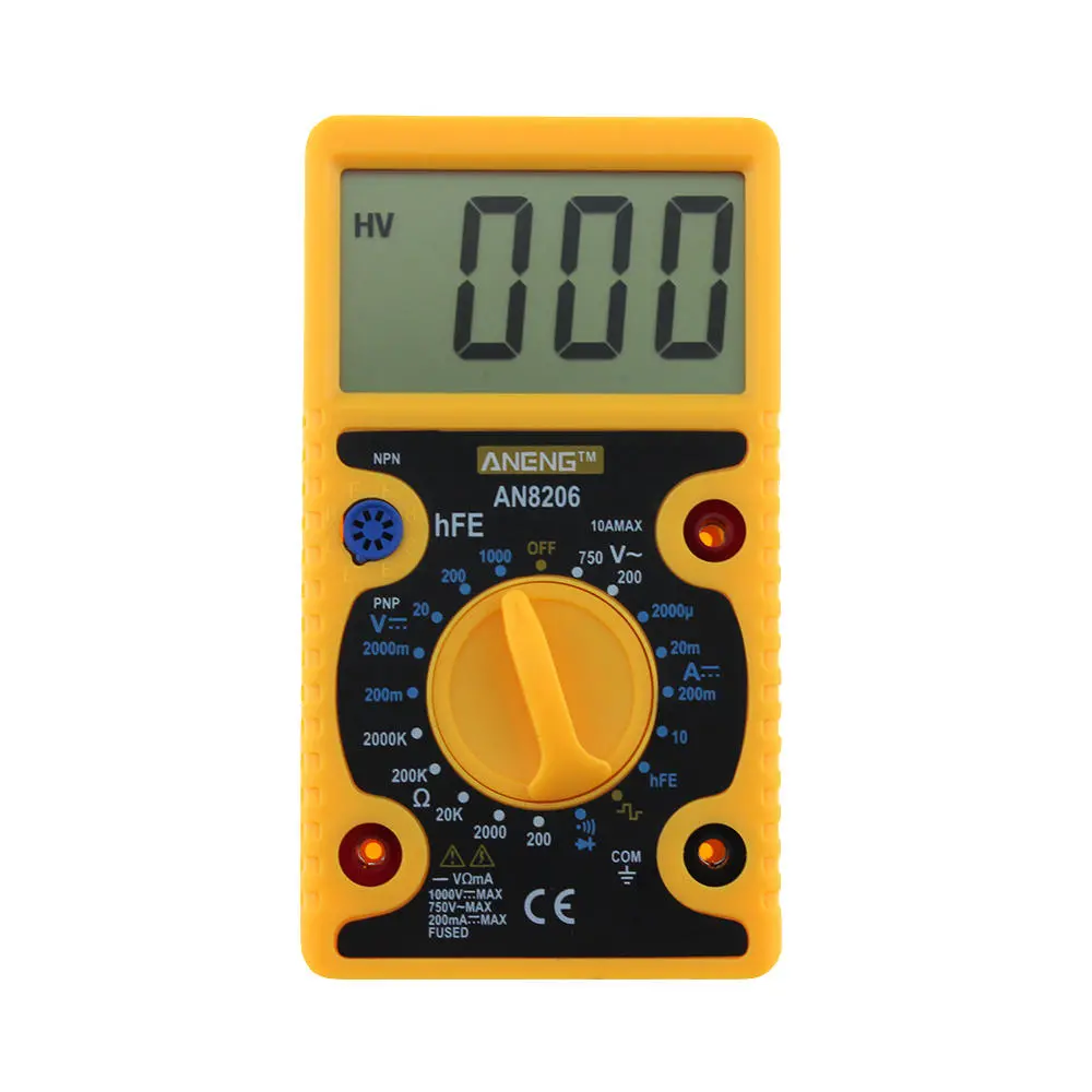 ANENG AN8206 Digital Multimeter - Voltage Ampere Ohm Tester with Buzzer & Probes - Image 4