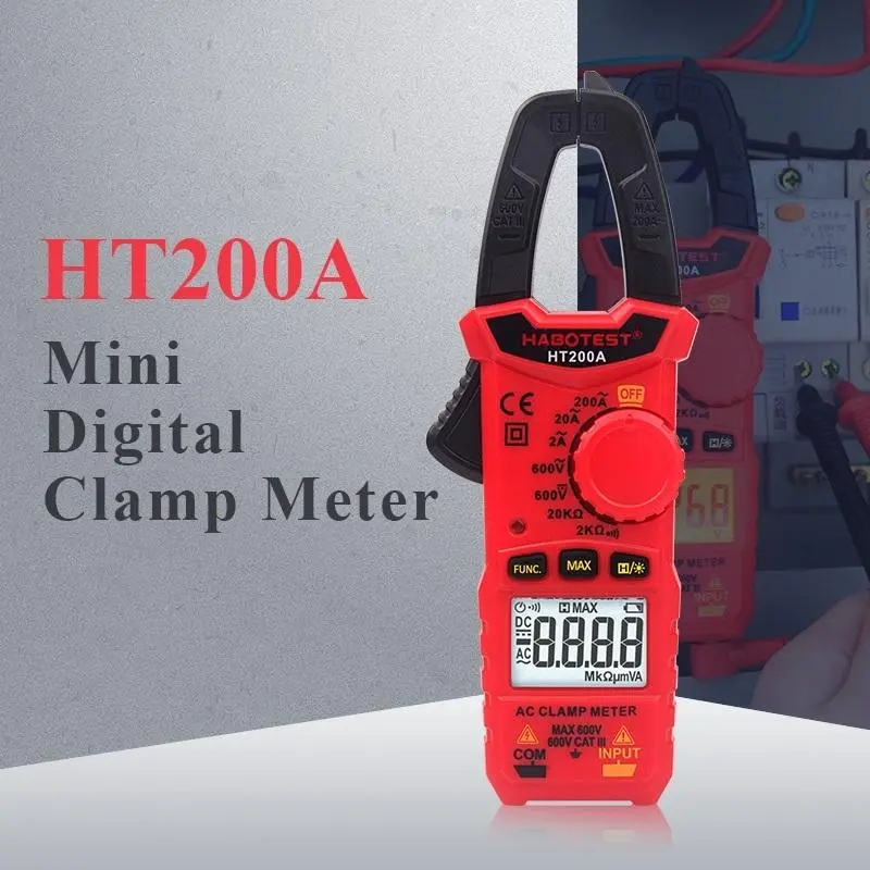 HT200A Mini Digital Clamp Meter - AC DC Current & Voltage Tester - Image 4