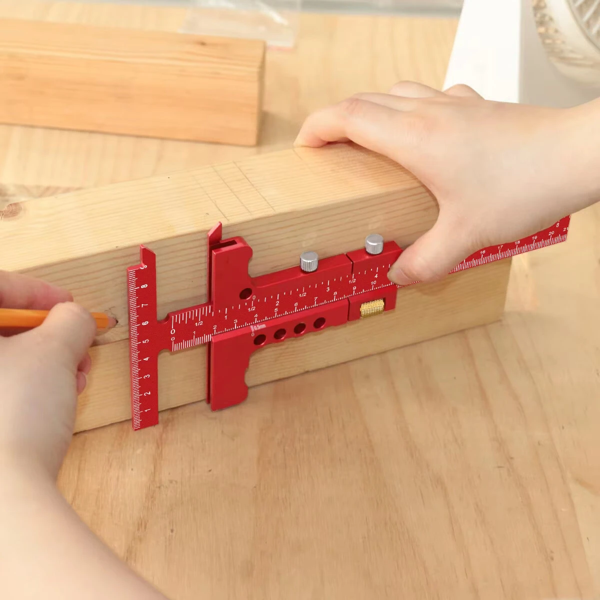 Precision Sliding Edge Ruler - Adjustable T-Square & Depth Gauge - Aluminum Framing Tool - Image 3