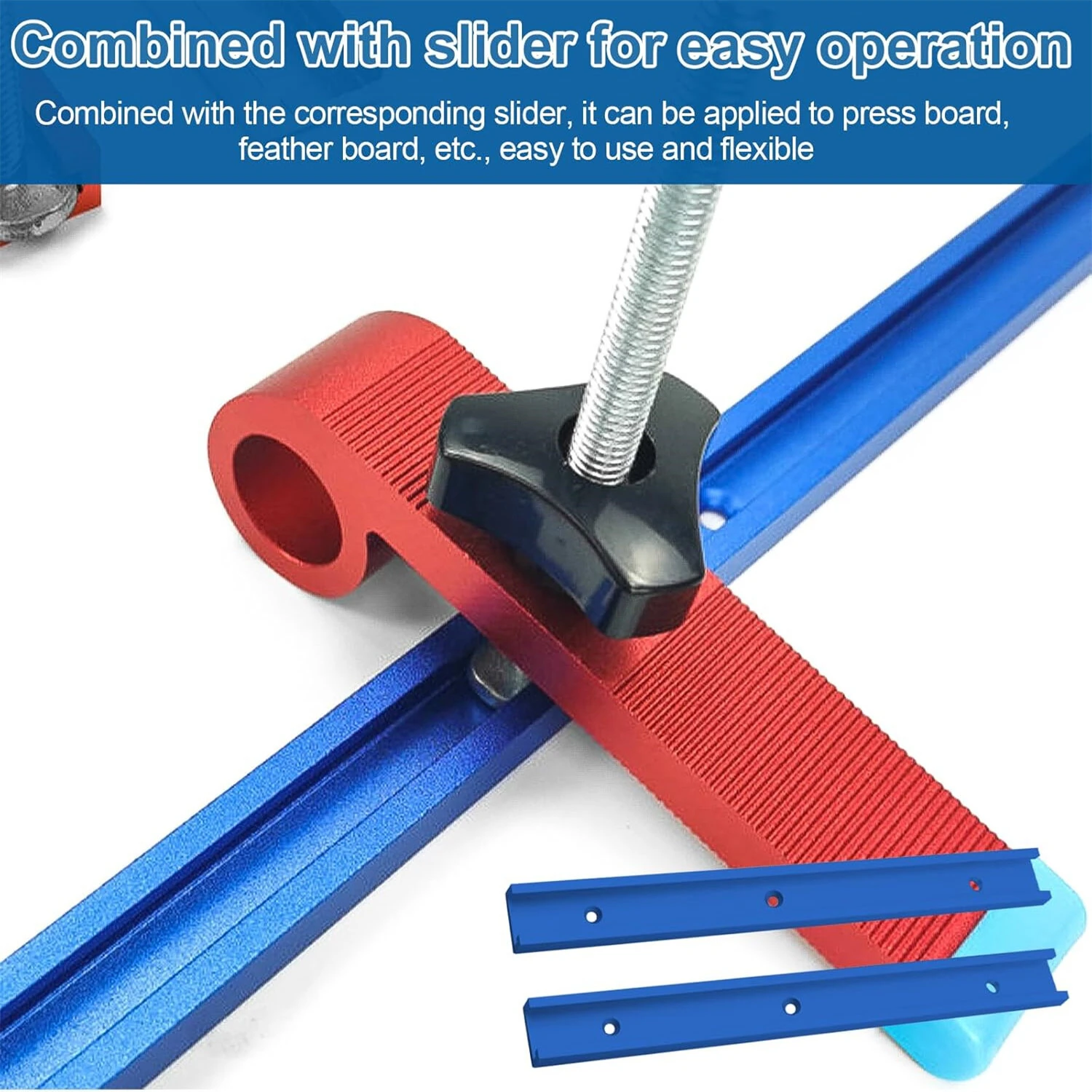 Aluminum T-Track 400mm Blue | M8 Handles & M6/M8 Nuts for Woodworking Workbench - Image 5