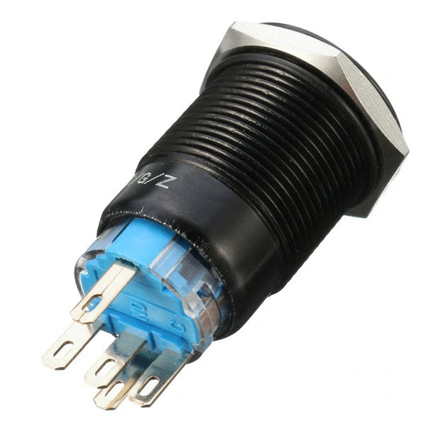 12V 19mm LED Push Button Switch - Waterproof Self-Locking Flat Head | 5 Pins - Image 3
