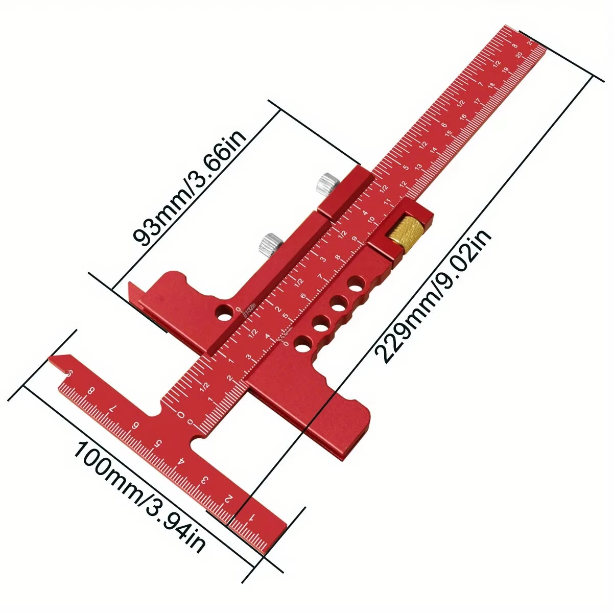 Precision Sliding Edge Ruler - Adjustable T-Square & Depth Gauge - Aluminum Framing Tool - Image 2