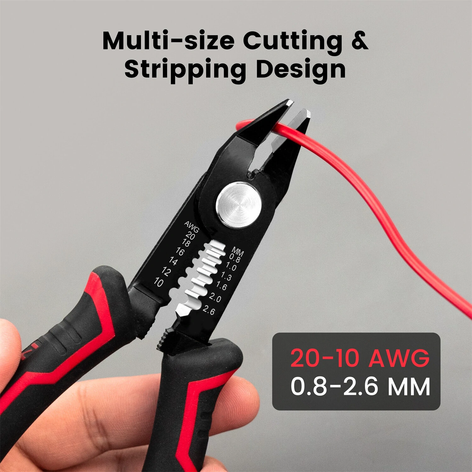 KAIWEETS KWS-112 2-in-1 Wire Cutter Stripper | 65Mn Steel | Ergonomic PVC Handle | 10-20 AWG - Image 3
