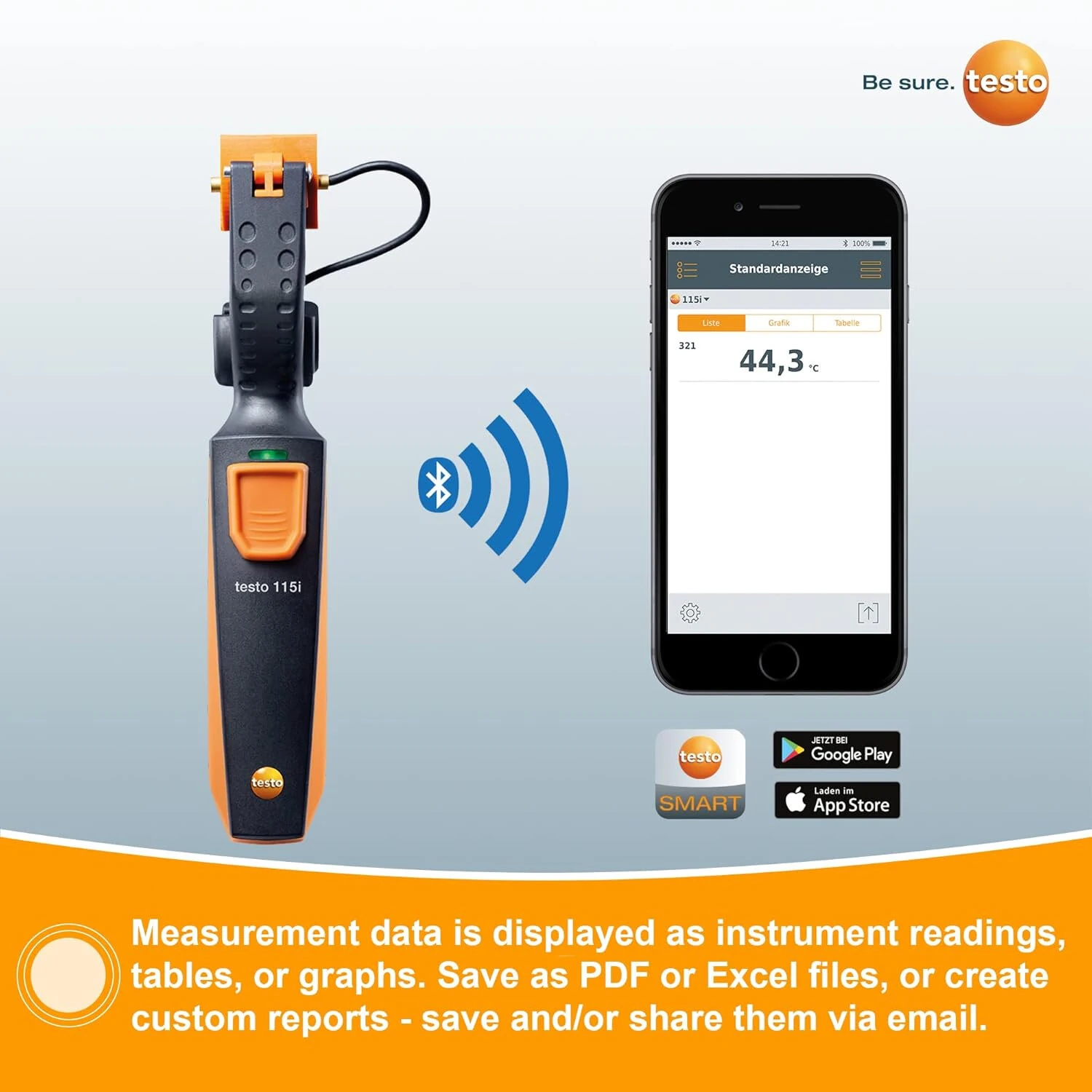 ForTesto 115i Clamp Thermometer | Bluetooth HVAC Tool -58 to 302°F | PDF Excel - Image 5