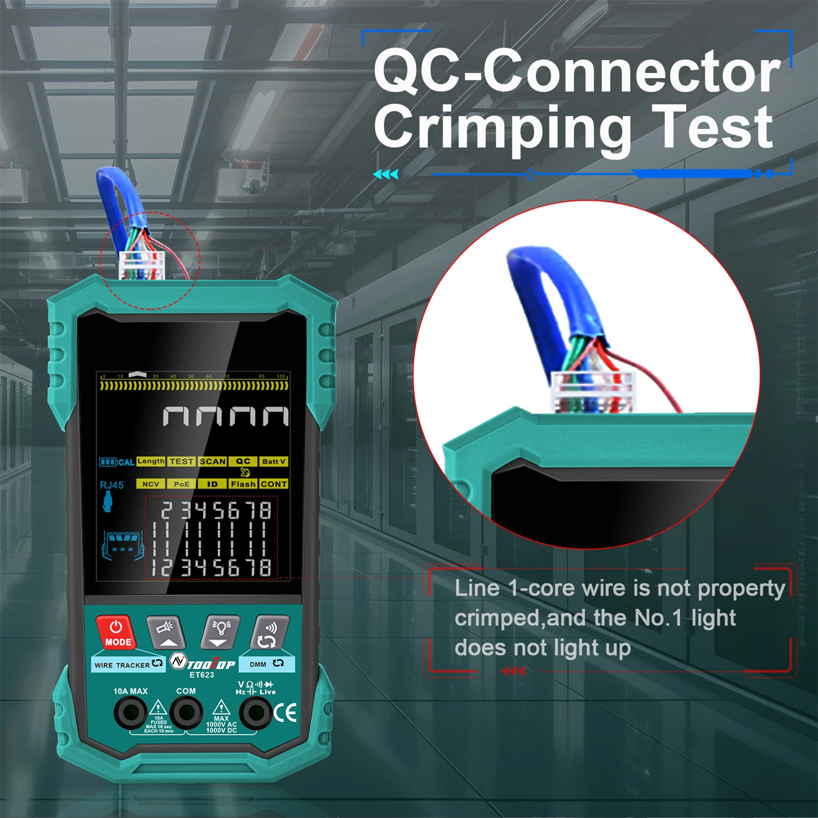 EU Direct ET622 ET623 Network Cable Tester - Multimeter & Wire Tracker | 6000 Count Screen, NCV, POE & Voltage Testing - Image 5