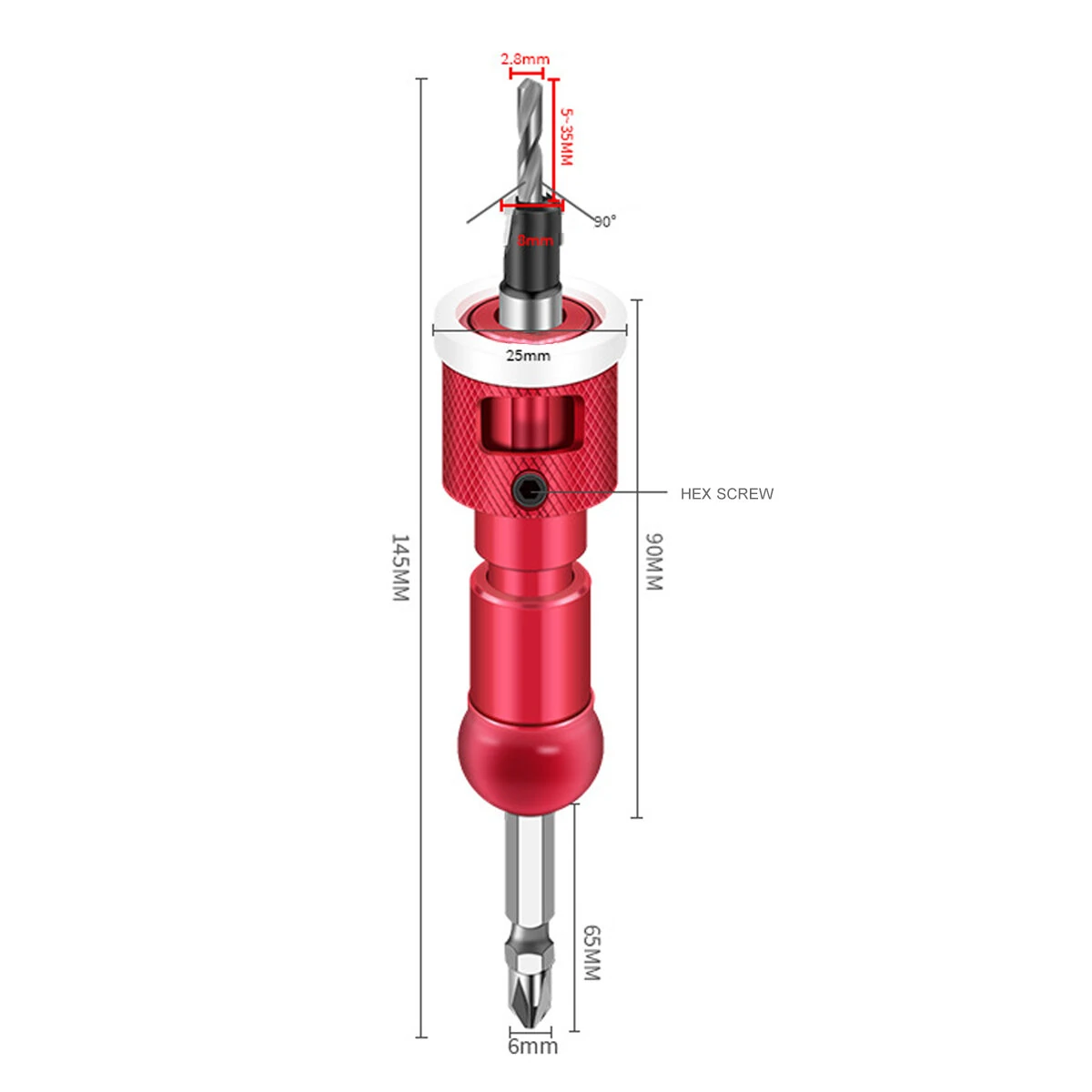 Carbide Tipped Step Drill Bit with Depth Stop | 82 Degree Countersink for Wood Screw Holes | 1/4 Hex Shank - Image 5
