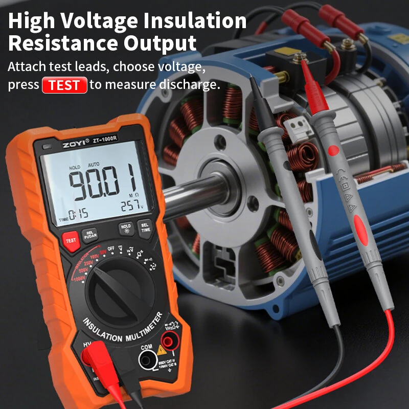 ZOYI ZT1000R 2-in-1 Multimeter & Insulation Tester | 1000V AC/DC True RMS | Backlit Screen - Image 5