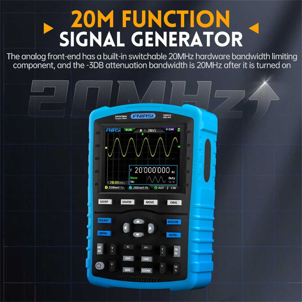 FNIRSI DPOX180H 180MHz Oscilloscope | 50000wfms/s Dual Channel & 20MHz Signal Generator - Image 5