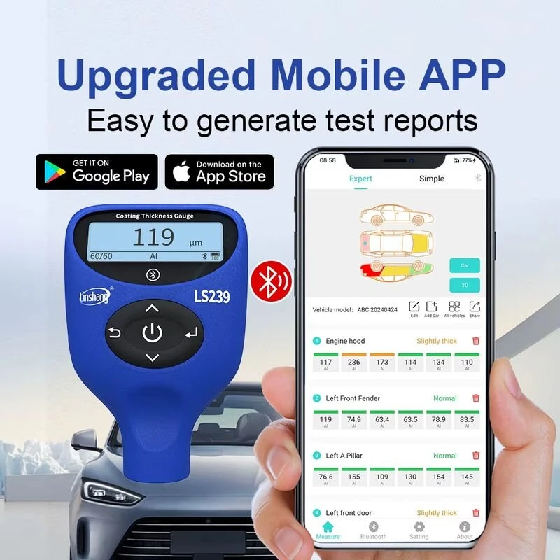 Professional LS239 Coating Thickness Gauge | 5000µm Range | Bluetooth Data Transfer | High Precision Paint Tester - Image 3