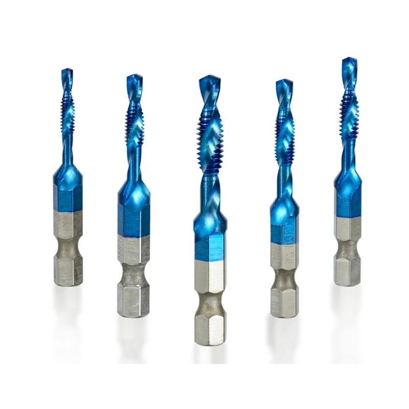 Drillpro 6Pcs HSS Spiral Tap Drill Set | 6-32 to 1/4-20NC | Hex Shank Machine Threading Tool - Image 2