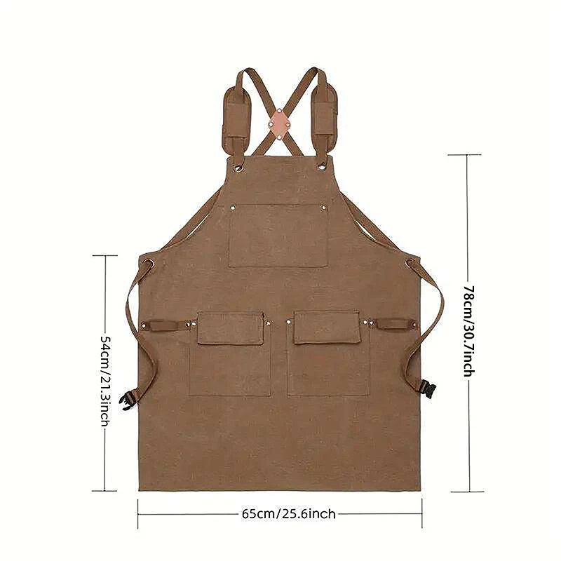 Extra Large Canvas Work Apron - Thick Protective for Woodworkers & Gardeners | Black/Camel - Image 4