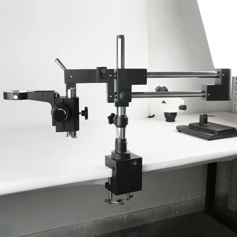 Double Boom Stand | Dual Arms Industrial Stereo Microscope Holder with 76mm Focus Ring - Image 3