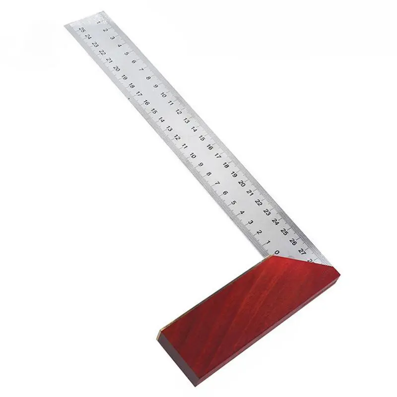 Mahogany Handle Stainless Steel Square Ruler Protractor - 300MM 90 Degree Tool - Image 2