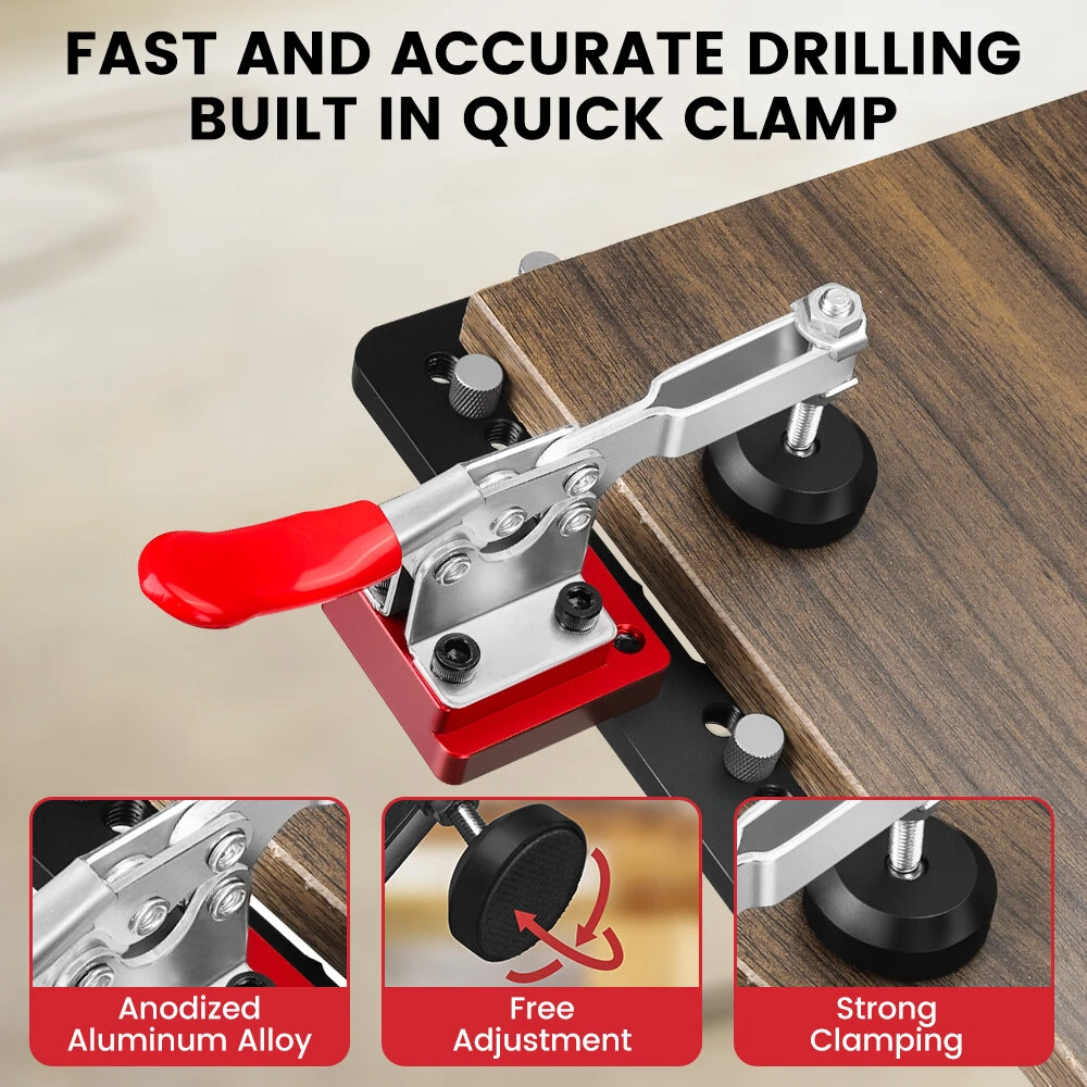 ENJOYWOOD 35MM Hinge Boring Jig with Clamp | Cabinet Door Installation Tool - Image 3
