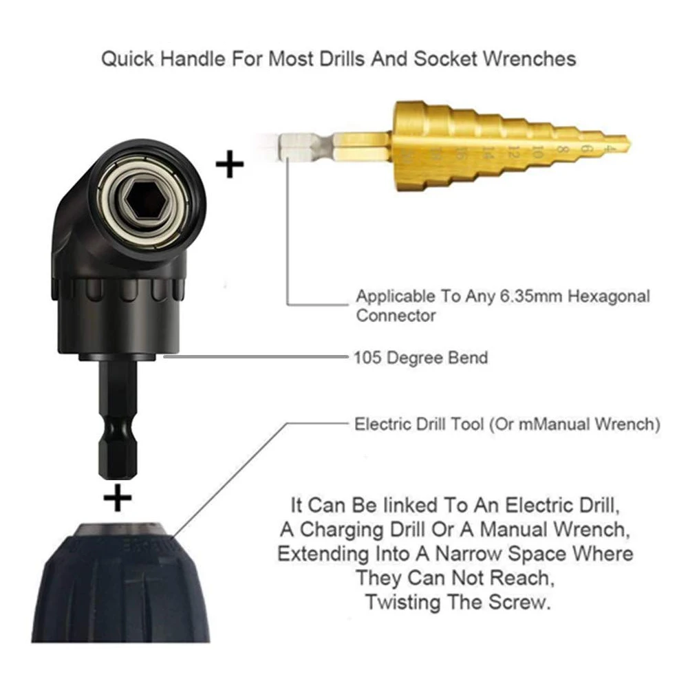 Drillpro 105 Degree Right Angle Driver - 1/4 Inch Hex Drill Bit & Screwdriver - Image 4