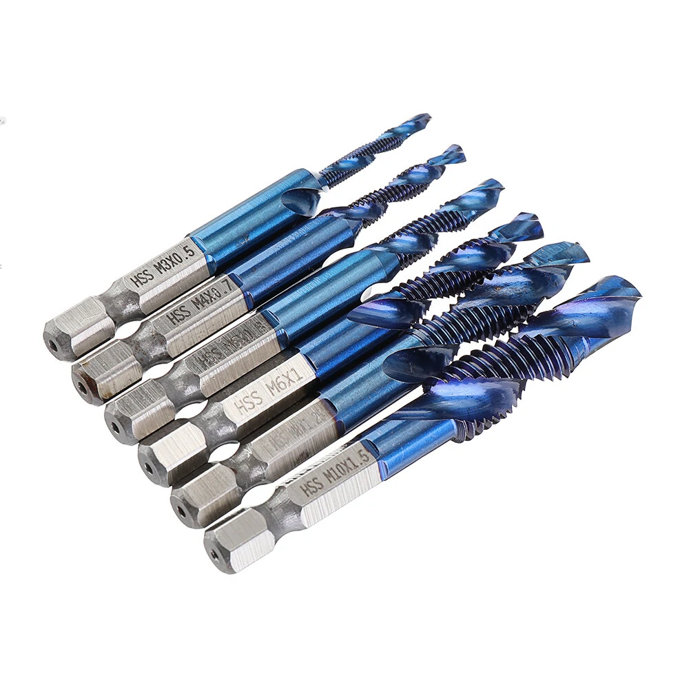 Drillpro 6pc M3-M10 Drill Tap Bit Set | HSS Blue Nano Deburr Countersink Bits - Image 4