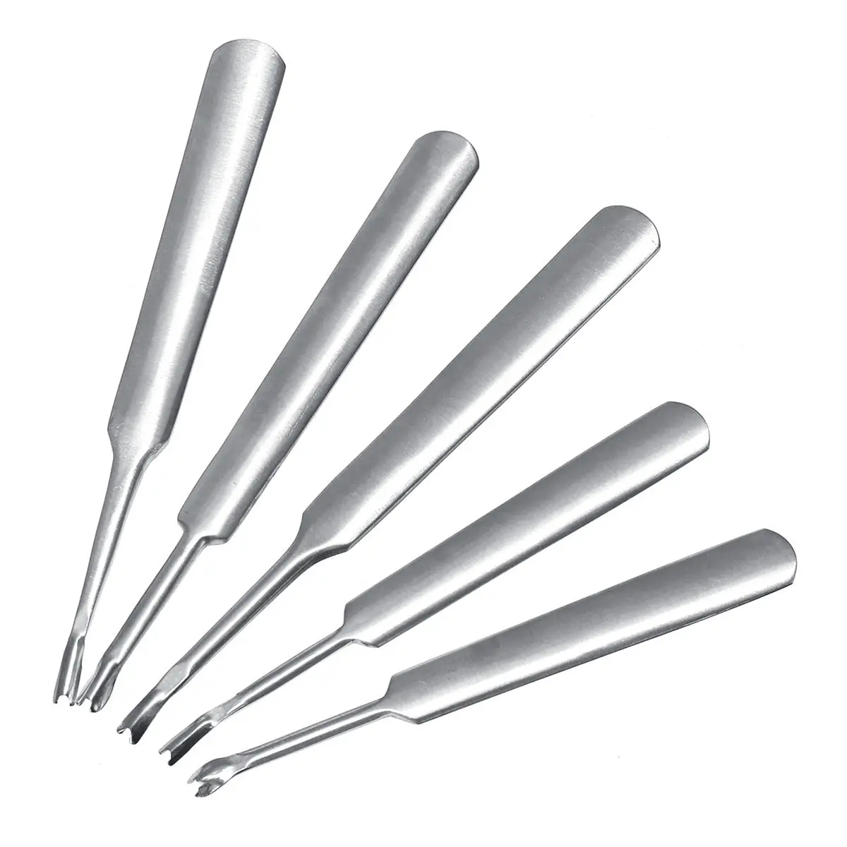 Silver Stainless Steel V/U-Shaped Leather Trencher Tools Kit - 95/113/116/118mm - Image 3