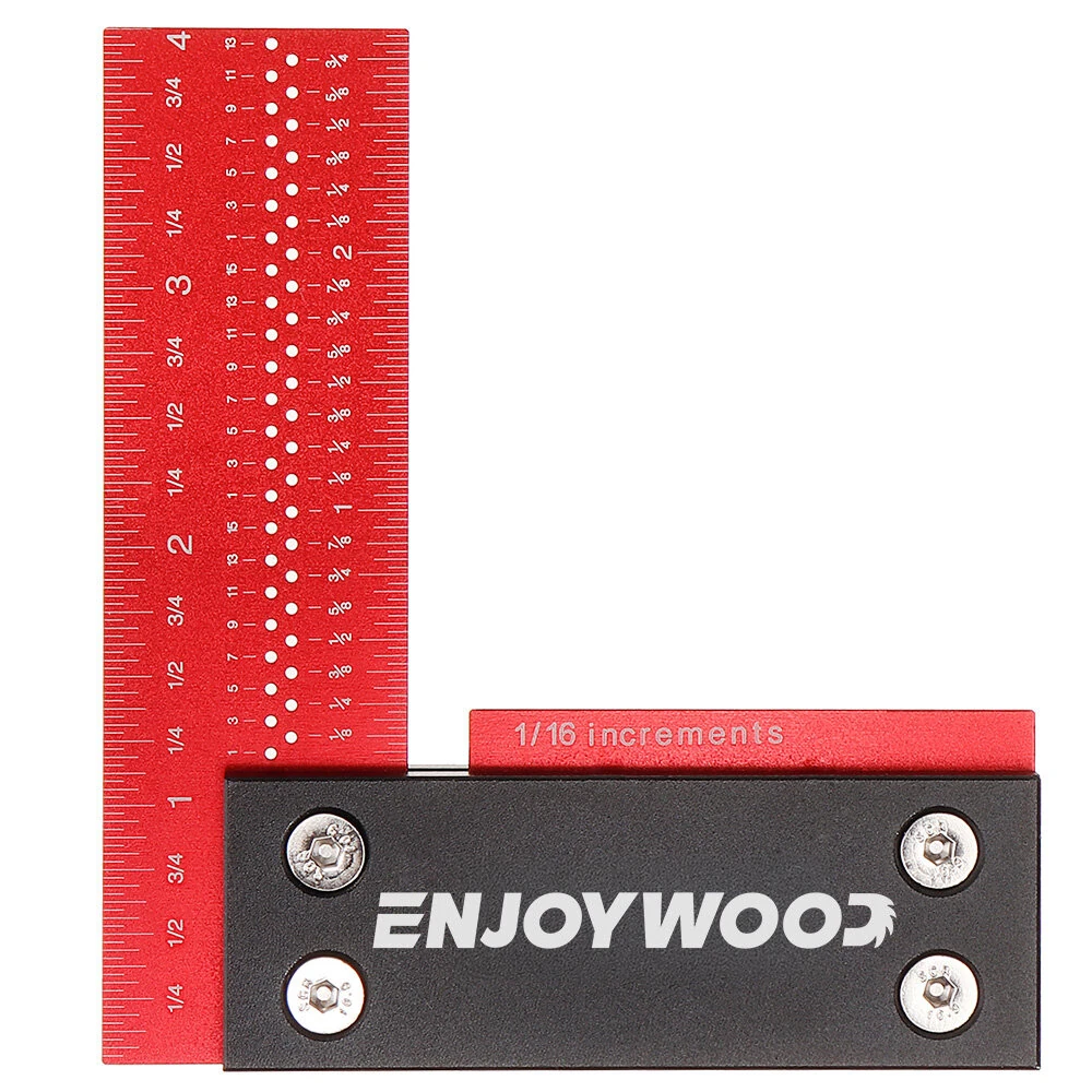 ENJOYWOOD 100mm Aluminum Alloy Woodworking Ruler | Precision Square Right Angle Ruler - Image 2