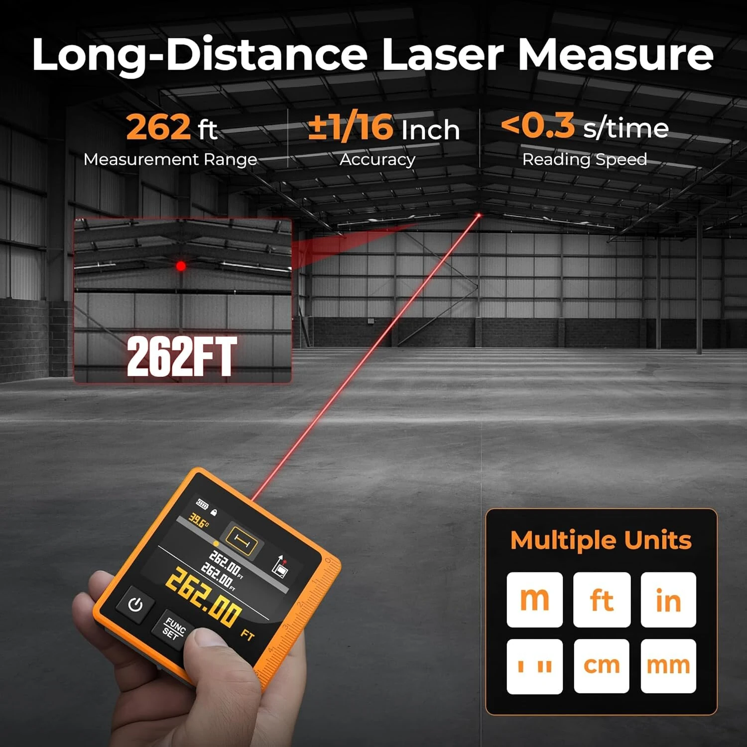 CIGMAN CD-80 Laser Tape Measure 80M | USB-C Rechargeable with Tilt Sensor - Image 3