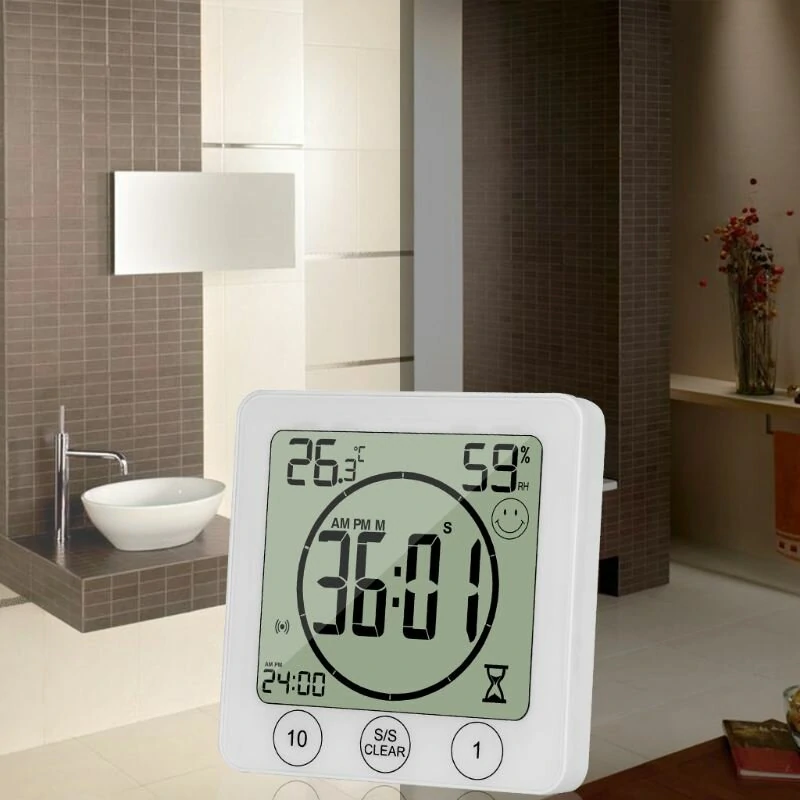 Small LCD Wall Clock Timer - Waterproof Temperature Humidity Meter for Kitchen Bathroom - Image 5