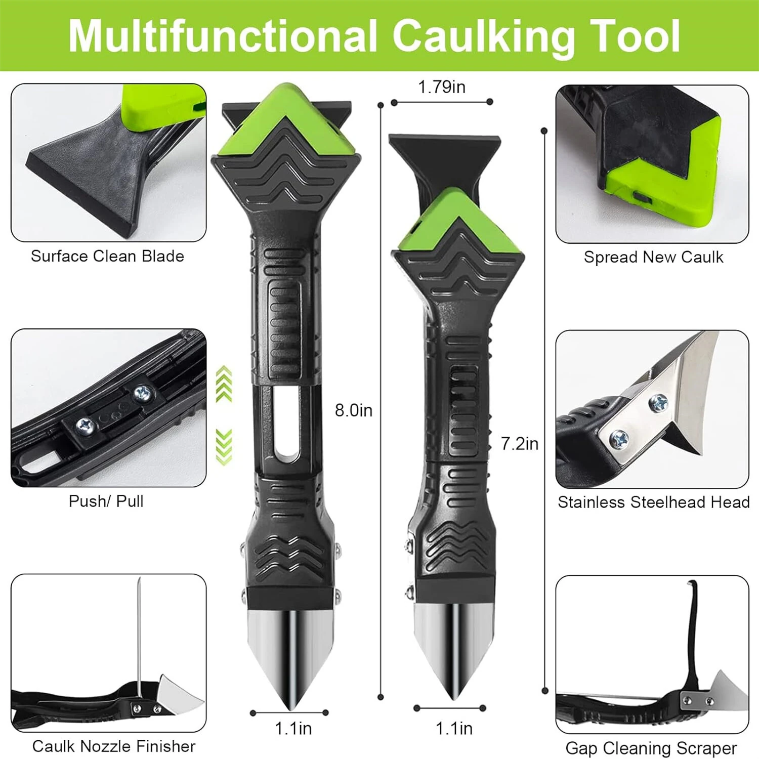 5 in 1 Caulking Tool - Silicone & Grout Removal with 6 Exchange Pads - Image 3
