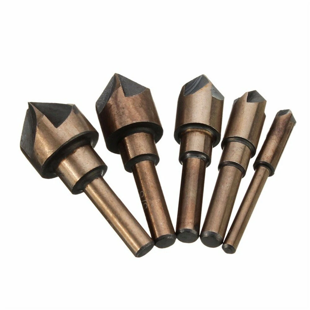 5PCS Countersink Drill Bit Set - 1/4 3/8 1/2 5/8 3/4 for Woodworking & Metal - Image 3
