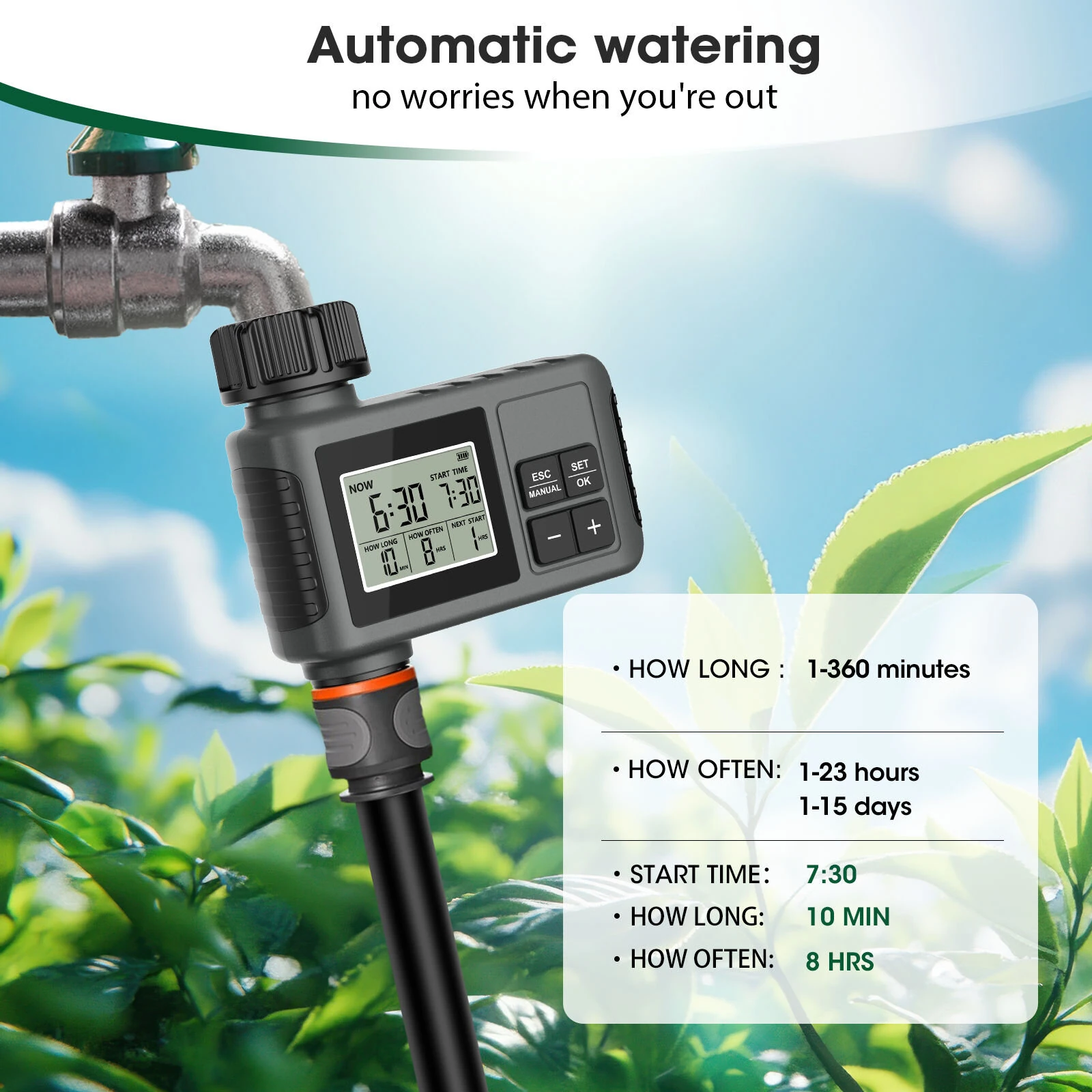 SGW01 Smart Irrigation Timer - Automatic Garden Watering Controller - IP55 Waterproof - Image 4