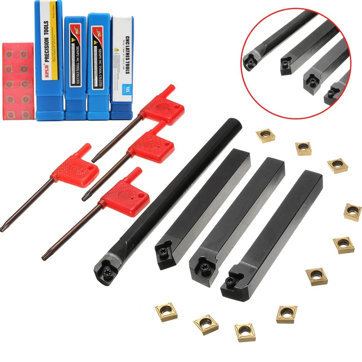 SCLCR/L SCMCN 12mm Lathe Boring Bar Set - 4 Tool Holders & 10 CCMT09T304 Inserts - Image 4