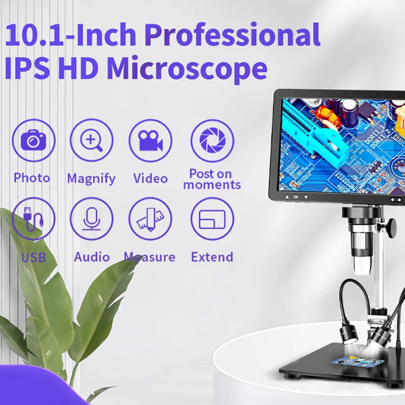 Mustool DM13 Digital Microscope 1500X | 10.1 Inch Screen 1080P Video | 8 LED Lights & Type-C - Image 3