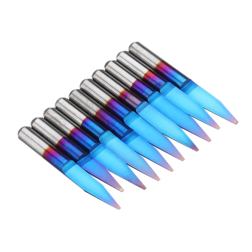 Drillpro 10pcs Blue Nano Coated Carbide Engraving Bits | 0.1-0.7mm 20 Degree - Image 3