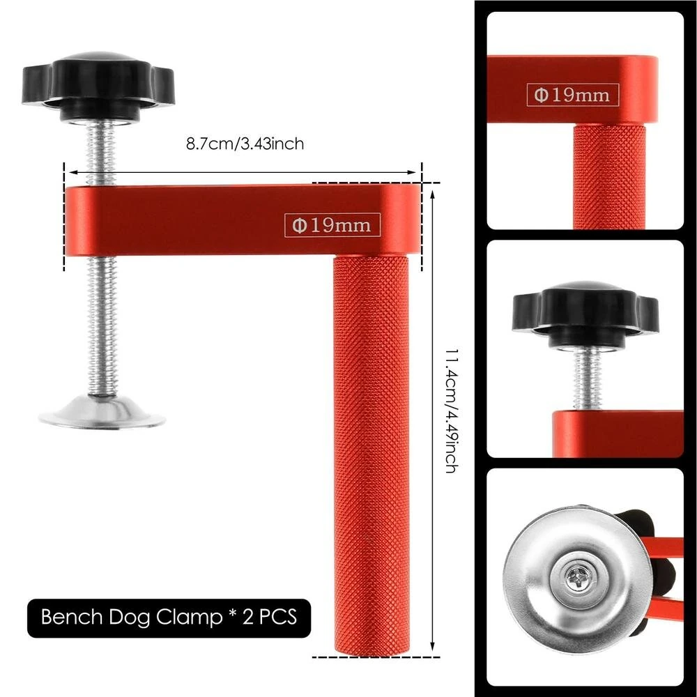 Bench Dog Clamp - Aluminum Alloy with Non-Marking Pads | Woodworking Accessories for Routing & Cutting | Two Sizes - Image 2