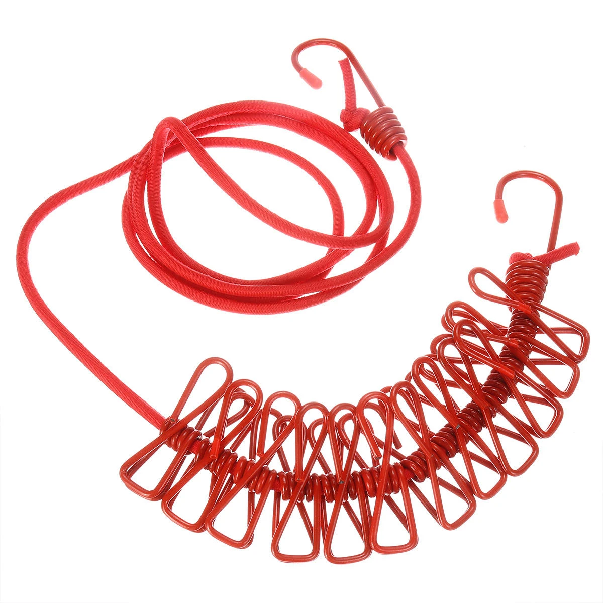 Stretchy Portable Clothesline - 12 Clips & 2 Hooks - Windproof Laundry Hanger - Image 3