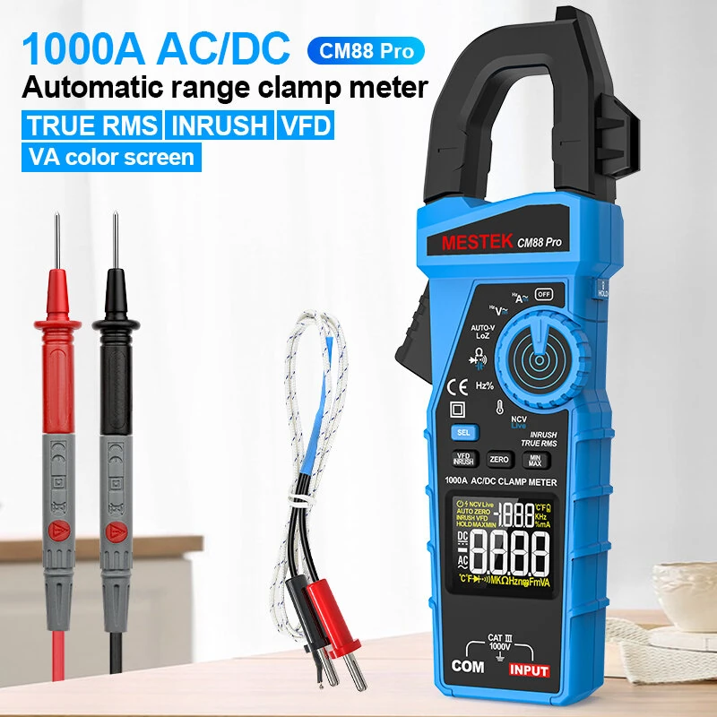 MESTEK CM88 Pro Clamp Meter - 6000 Count True RMS - 1000A AC/DC Current - Image 3