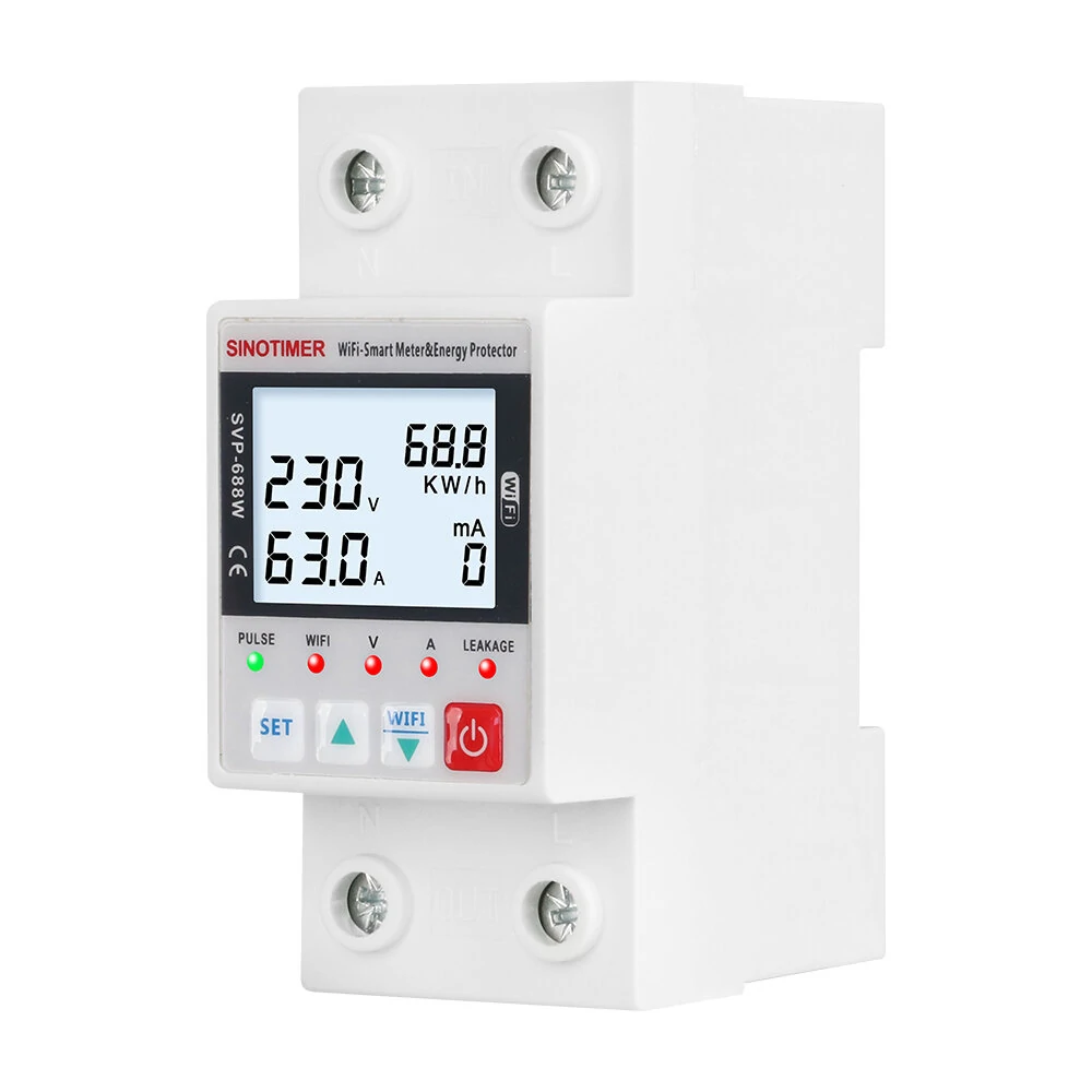 SINOTIMER SVP688 WiFi Energy Meter | Voltage Current Leakage Protection | Real-Time Monitoring & Timing Modes - Image 3