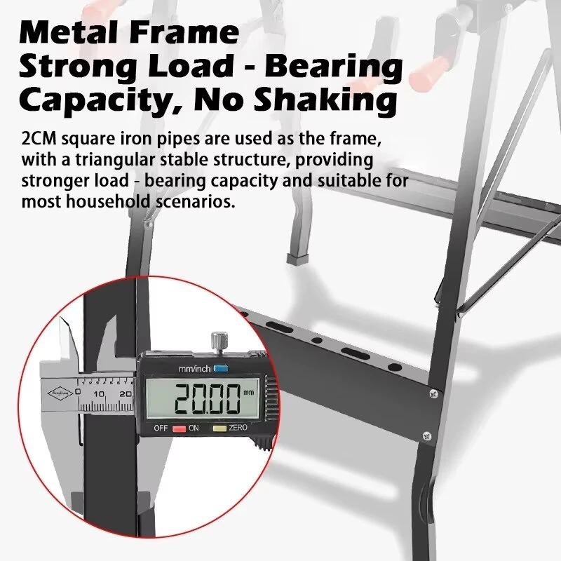Multi Adjustable Workbench - Foldable Design with Thick Wooden Top & Heavy Load Metal Frame - Image 5