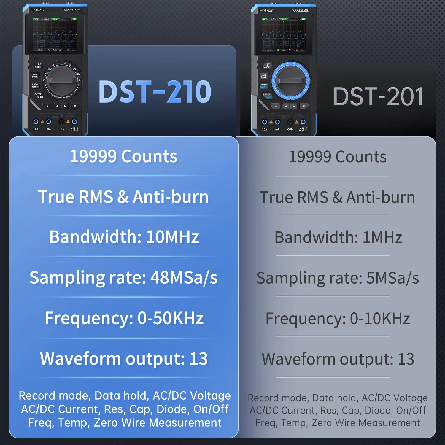 FNIRSI DST-210 True RMS Multimeter | 119999 Counts | 10MHz Bandwidth & 48MSa/s - Image 2