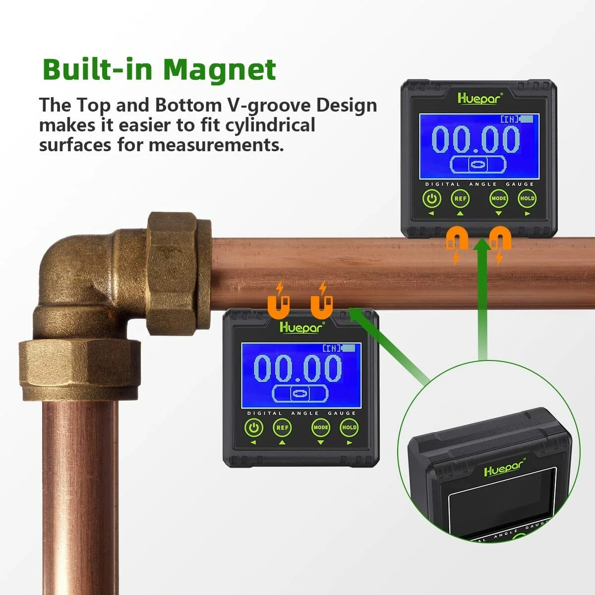 Huepar AG03 Digital Angle Gauge | Dual Axis Level Box with Magnetic Base & LCD - Image 3