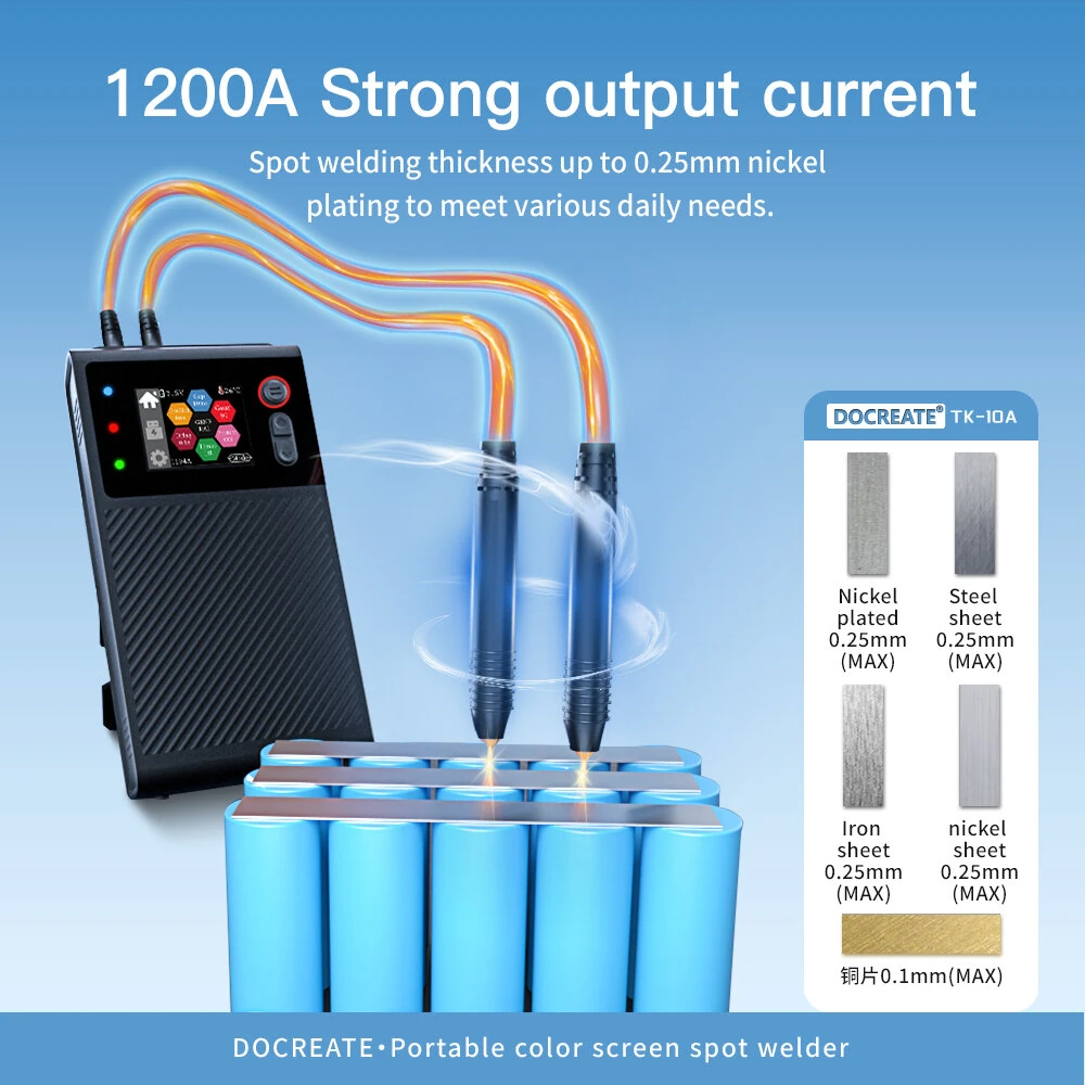 DOCREATE TK-10A Portable LCD Spot Welder - 1200A 8000mAh | Double Pulse - Image 5
