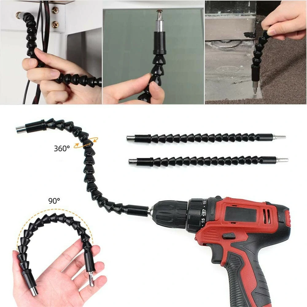 Drillpro 16Pc Flexible Drill Bit Extension Set - Hex Shank Nut Driver & Right Angle Adapter - Image 2