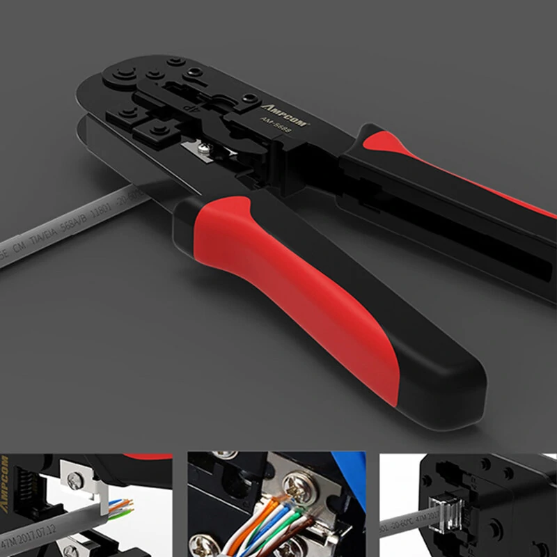 AMPCOM Network Pliers Kit | Crystal Head Tester & Stripper Press Tool Set - Image 5