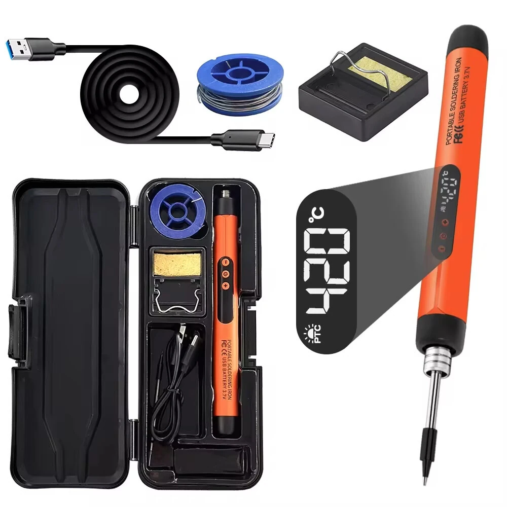 Wireless USB Soldering Iron 8W | Adjustable 300-450°C | Type-C Charging & Battery - Image 2