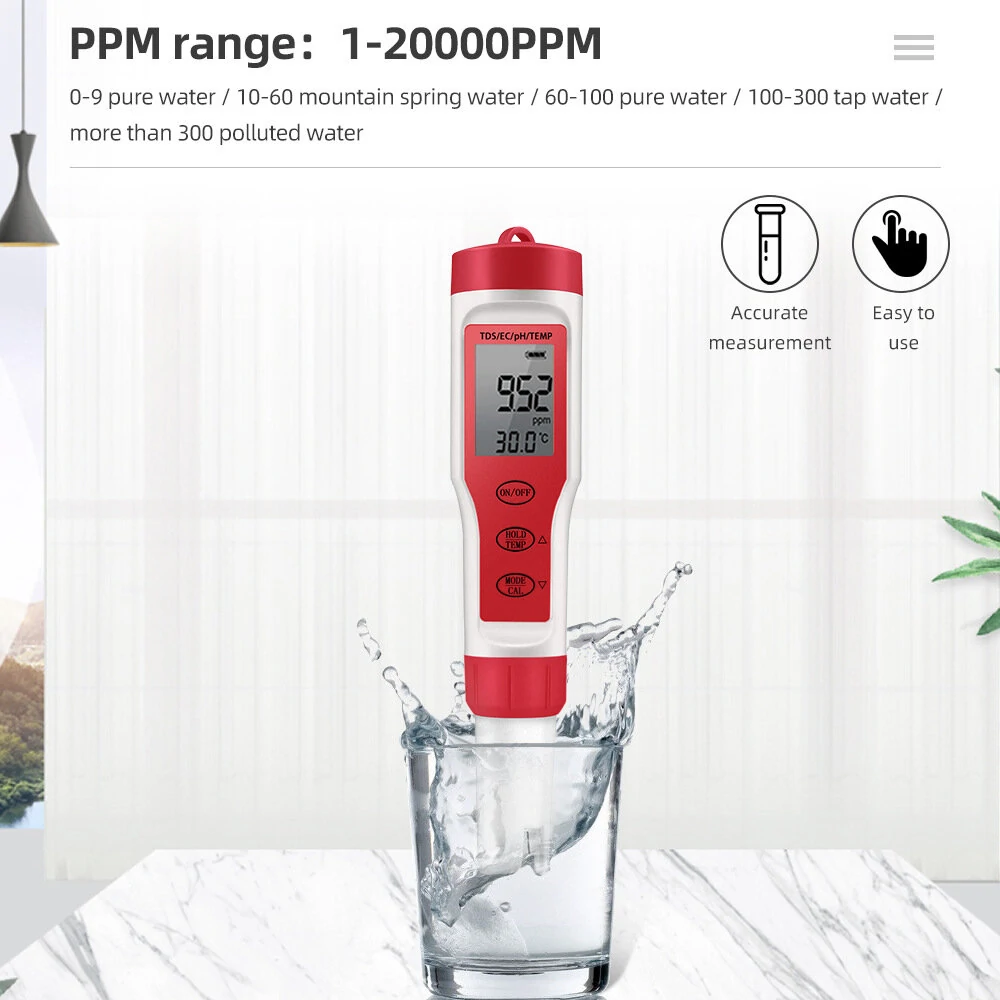 EZ9908 4-in-1 Digital Water Tester | PH, TDS, EC & Temperature Meter for Pools, Aquariums, Drinking Water - Image 5