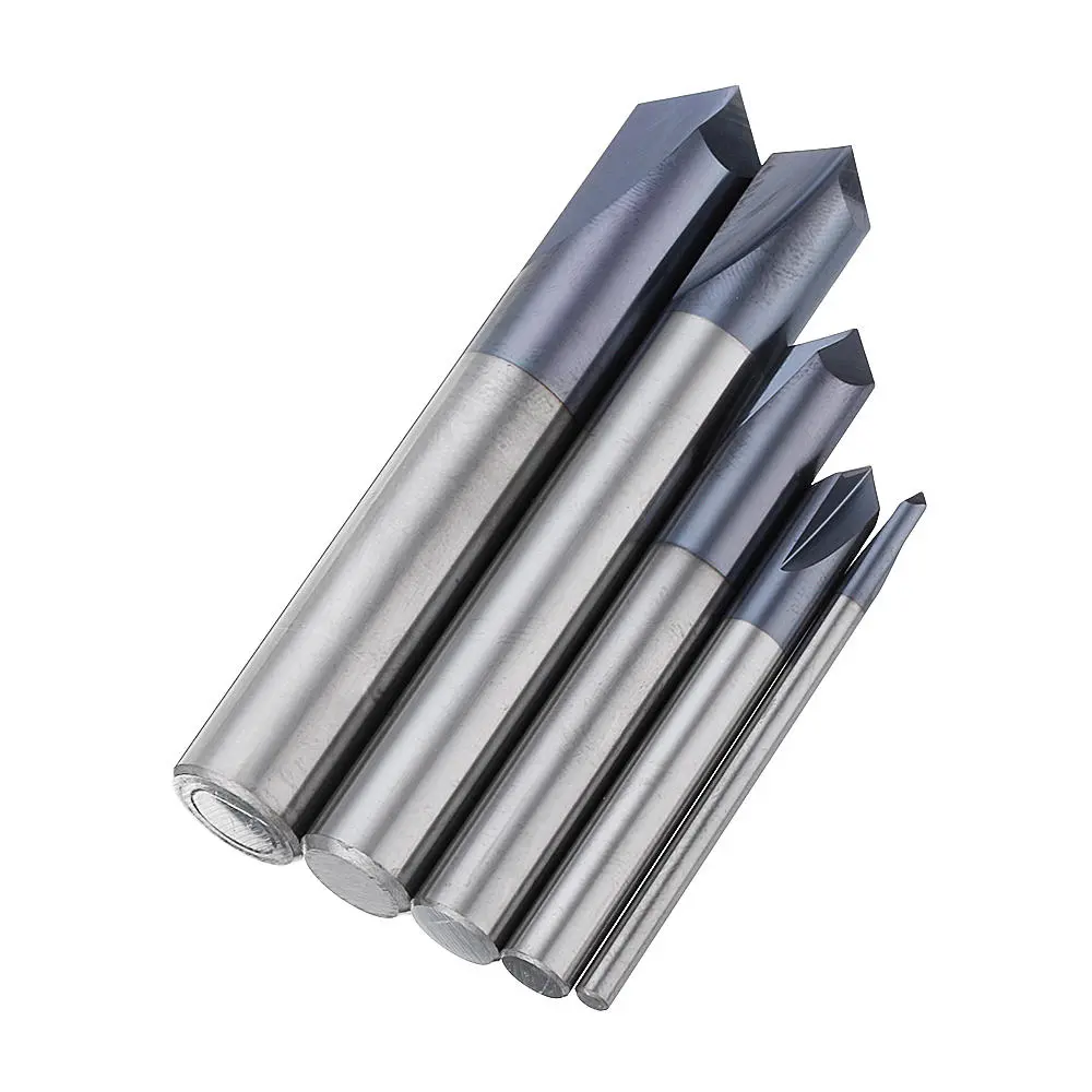 Drillpro Carbide Chamfering Cutter | 2-12mm 90 Degree End Mill | 2 Flute HRC45 - Image 2