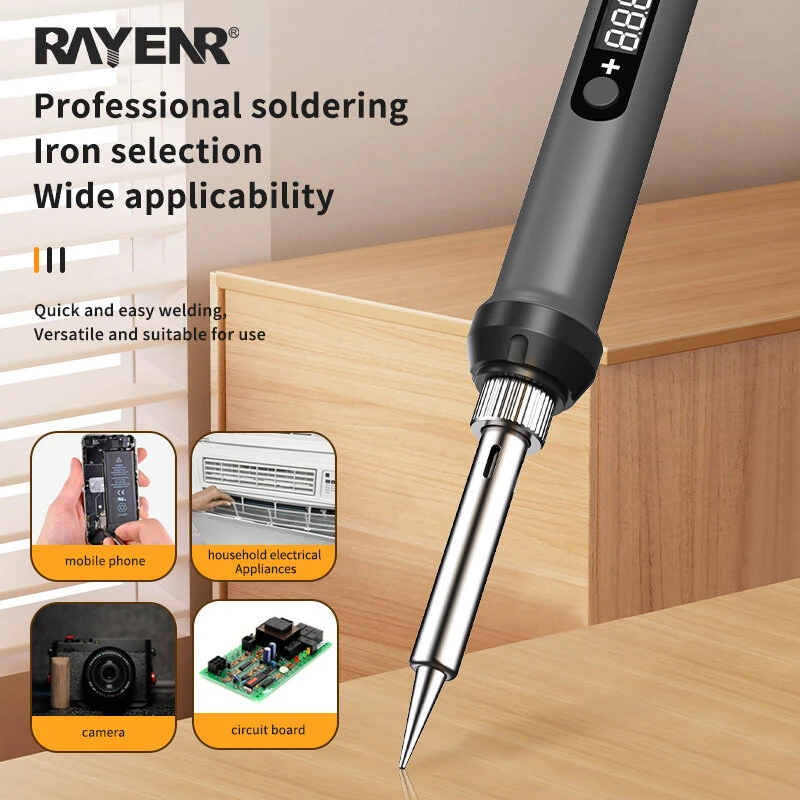 Rayenr Digital Soldering Iron Kit 60W | 15-in-1 Temperature Control & Rapid Heating - Image 4