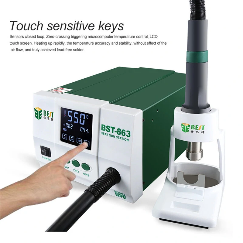 BST-863 1200W SMD Rework Station - Intelligent LCD Touch Screen - 110V/220V - Image 5