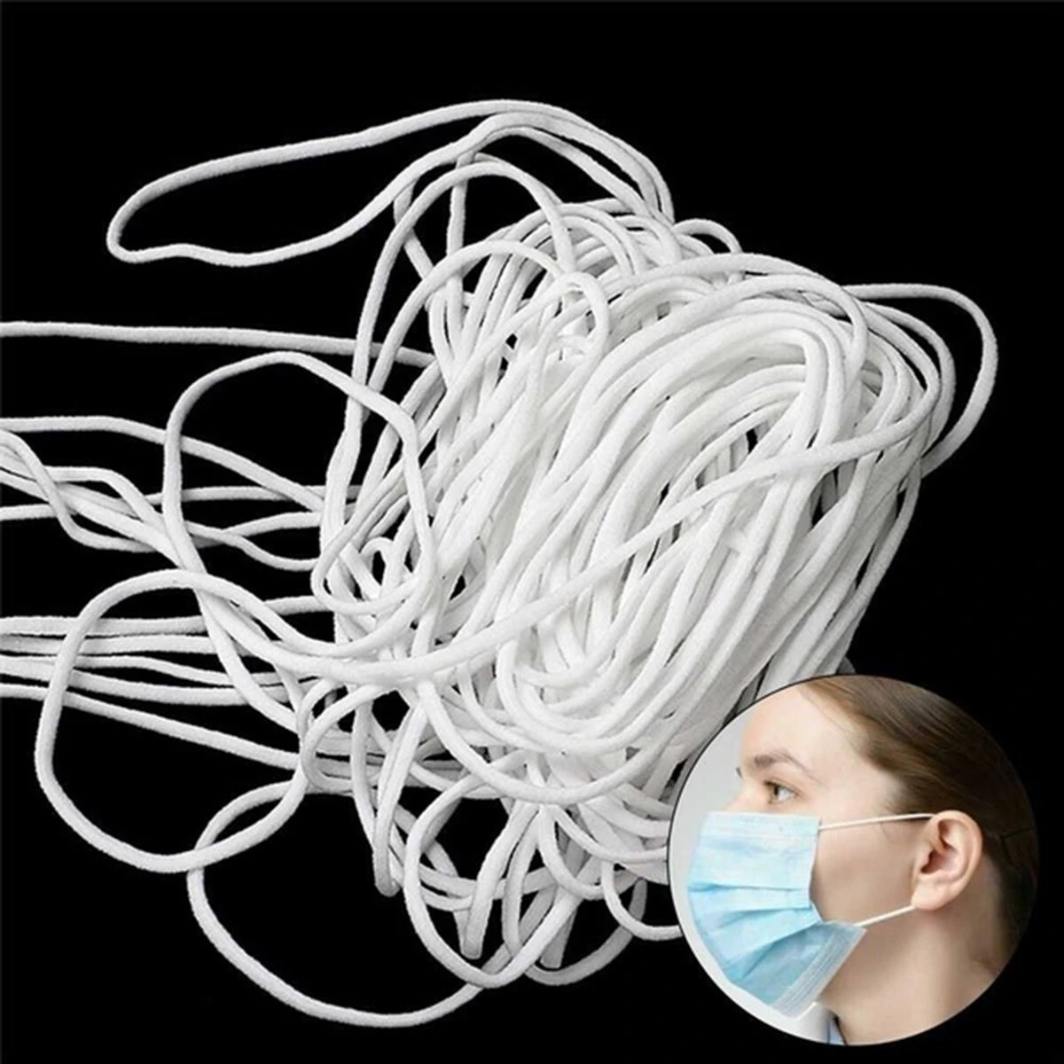 5Pcs 50m Elastic Band - 3mm Round Cord for DIY Crafts & Sewing - Image 2
