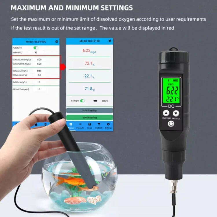 CCOWAY DO-9100 Bluetooth DO Meter - Professional Dissolved Oxygen Tester for Hydroponics & Aquarium - Image 4