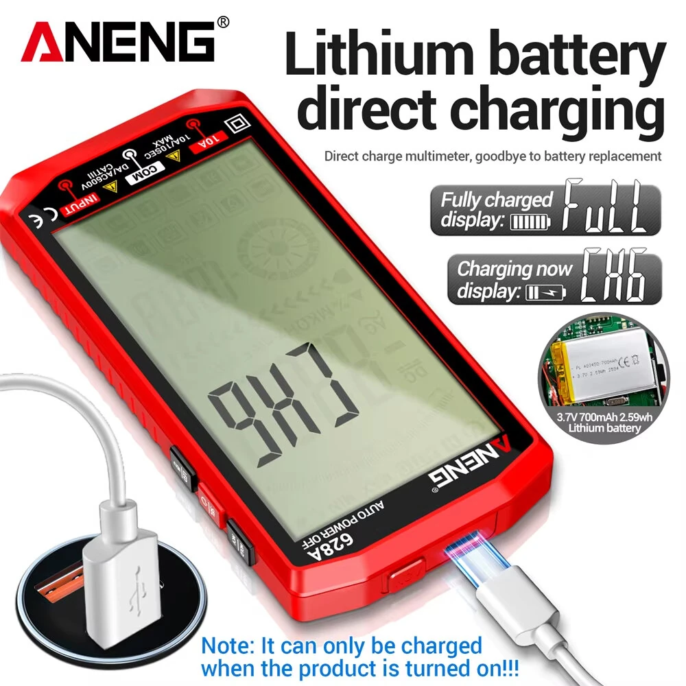 ANENG 628A True RMS Multimeter - 6000 Count Rechargeable Auto-ranging | NCV - Image 4