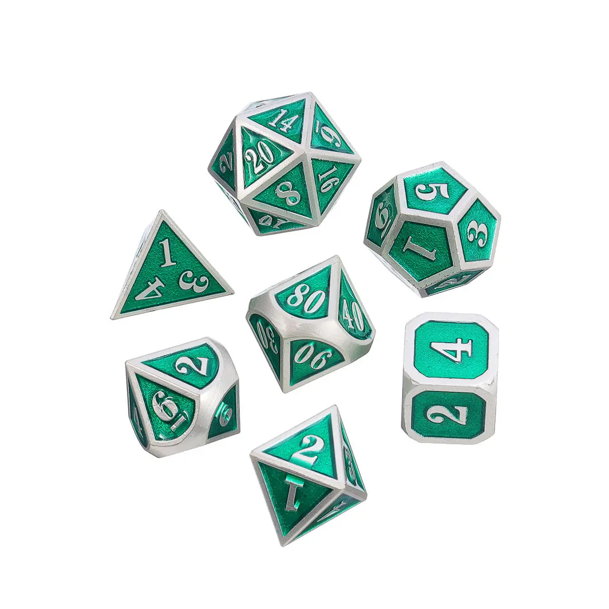 7Pcs Heavy Duty Metal Polyhedral Dice Set - Antique RPG Role Playing Game Dice - Image 2