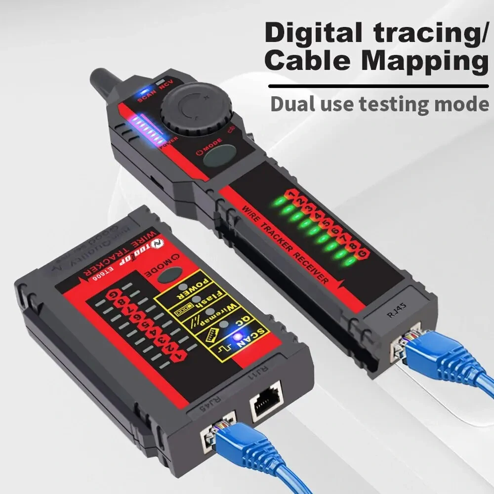 TOOLTOP ET606 Network Cable Tester | POE & 3KM Cable Tracing | RJ45/RJ11 - Image 2